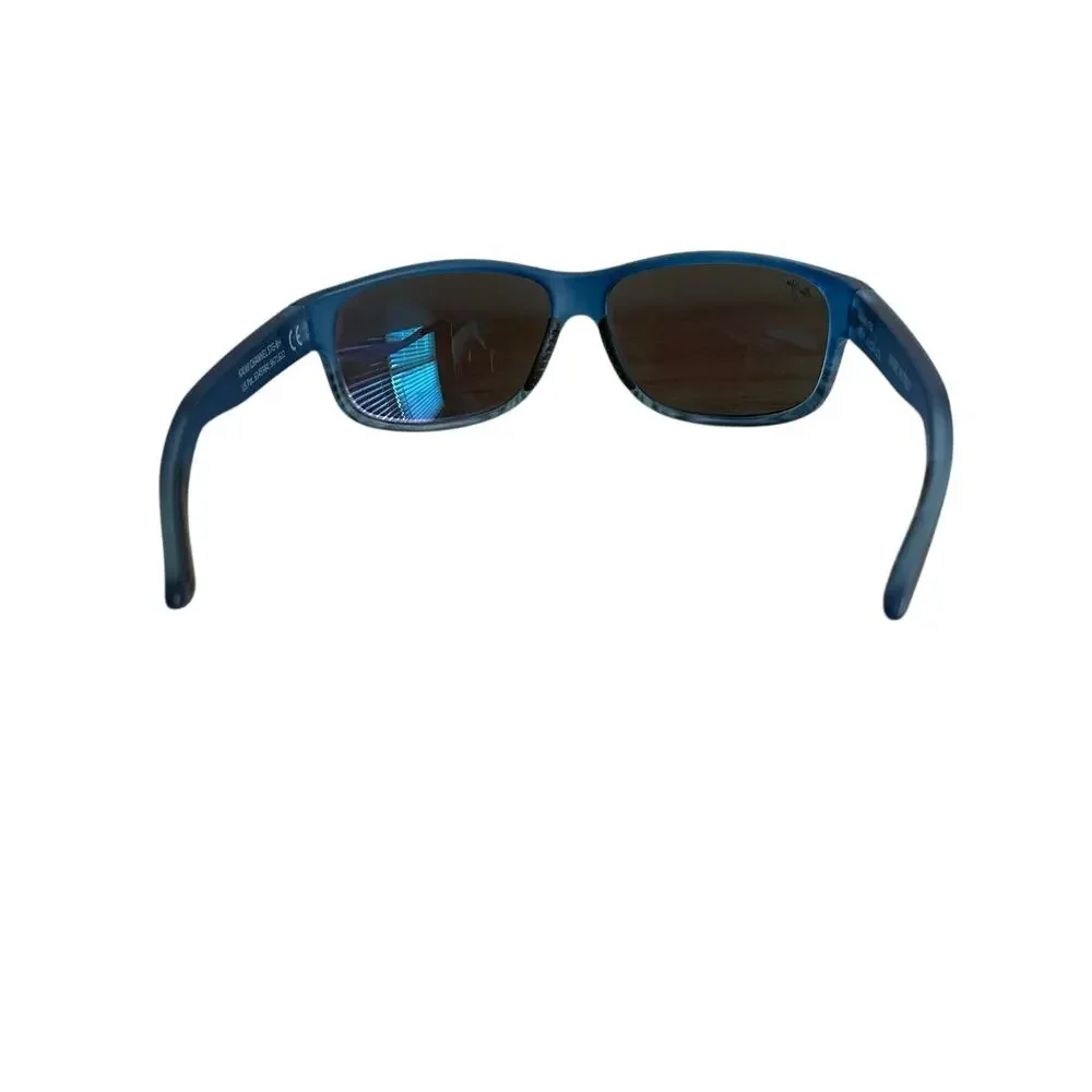Maui Jim Kaiwi Channel Blue Black Stripe Blue Hawaii Polarized Wrap Sunglasses